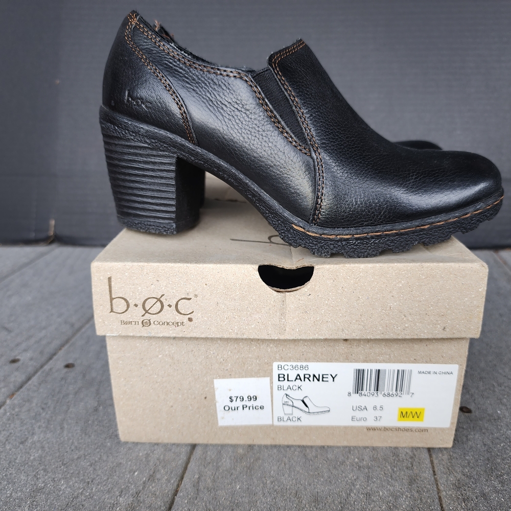 b.o.c Black Leather Ankle Booties